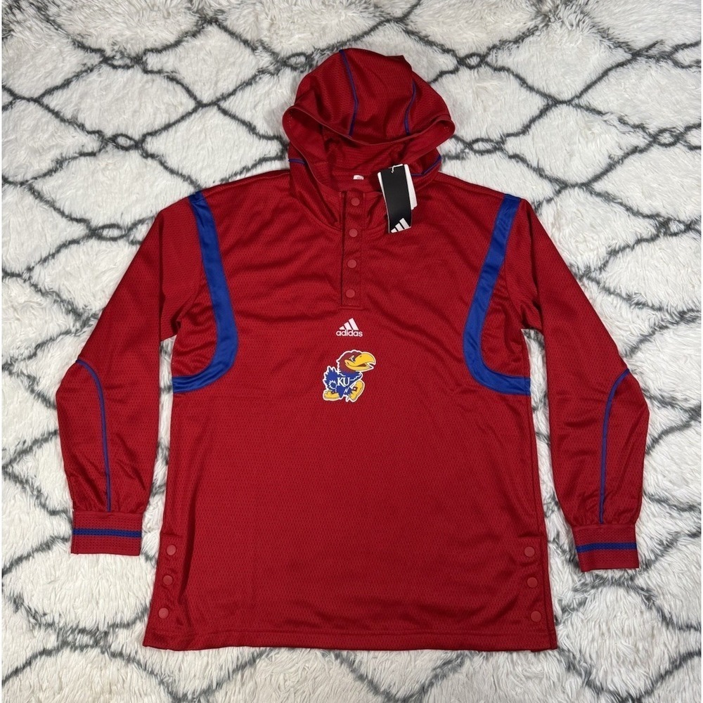 ADIDAS Kansas Jayhawks Basketball Warmup Hoodie‎ Red Men's Sz M *NEW* HN7659 $65